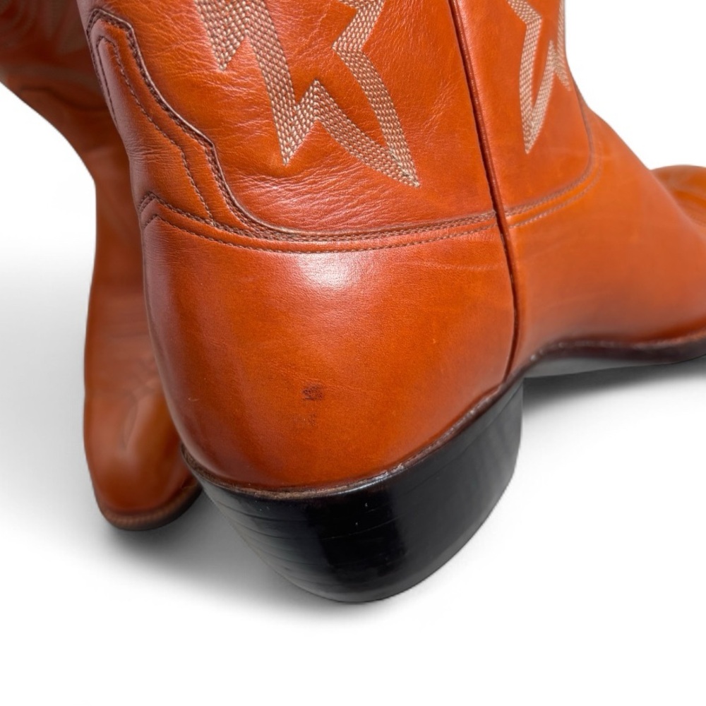 Men’s Little’s Boot Company Handmade Western Boots - Orange/Cognac Leather - Picture 9 of 12
